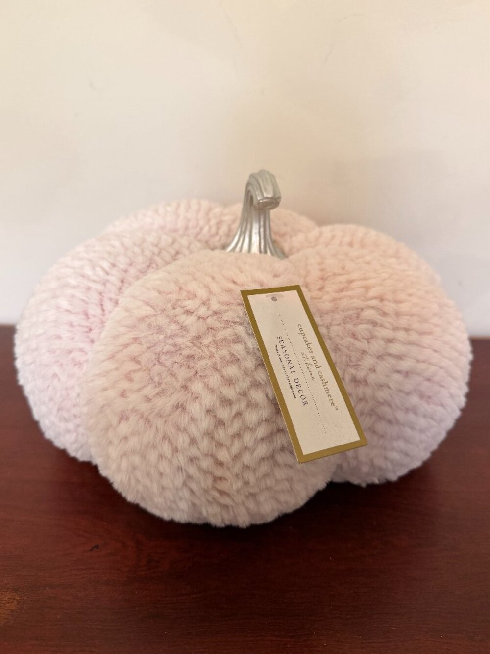 Cupcakes & Cashmere Plush Soft Pink Pumpkin 12" Holiday Fall Thanksgiving Decor
